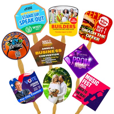 Full Color Custom Shaped Hand Fans - 16 pt