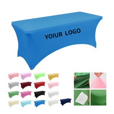 6' Stretch Polyester Tablecloth For Rectangular Tables With Leg Pockets