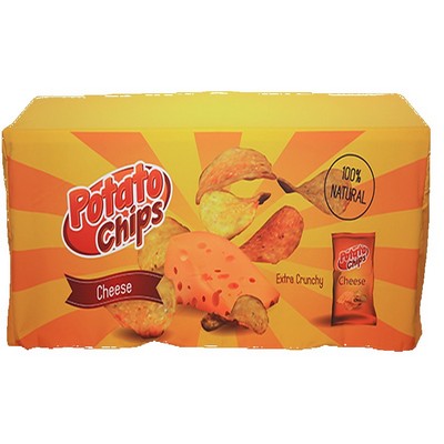 4' Fitted Table Cover with Open Back in Full Color Overall