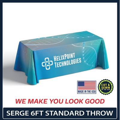 6' x 30"T x 29"H - SERGE 4 Sided Standard Table Throw - Dye Sublimation - Made in the USA
