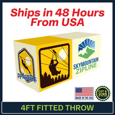 4' x 30"T x 36"H - 4 Sided Hemmed Fitted Table Throws - Dye Sublimation - Made in the USA