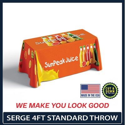 4' x 30"T x 29"H - SERGE 4 Sided Standard Table Throw - Dye Sublimation - Made in the USA